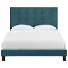 Melanie Full Tufted Button Upholstered Velvet Platform Bed, Sea Blue