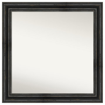 Rustic Pine Black Non-Beveled Wood Bathroom Mirror 31.5x31.5"