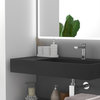 Juniper Wall Mounted Countertop Concealed Drain Basin Sink, Black, 36", Right Basin, Standard