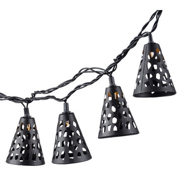 6' Electric Black Metal Cone Patio Lights