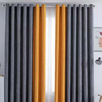 QYFLRDK On Sales Petrel Grey Orange Chenille Custom Made Curtains