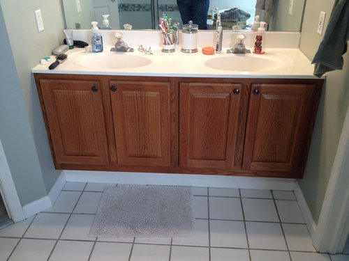 Double Vanity Between 2 Walls, How To Fit Double Vanity In Small Bathroom