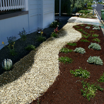 Curvy Gravel Path with Shredded Bark and Gravel Mulch
