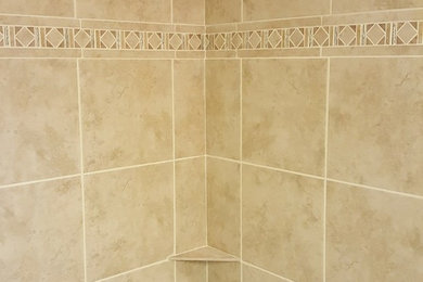 Bathroom - small traditional beige tile and ceramic tile porcelain tile bathroom idea in Minneapolis