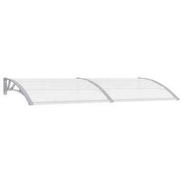 vidaXL Door Canopy Outdoor Door Awning Canopy Black 59.1"x31.5" Polycarbonate, Gray and Transparent, 94.5" X 31.5"