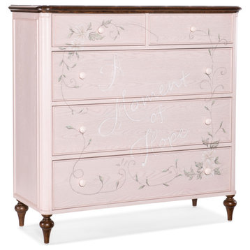 Hooker Furniture 5000-85001 Moment of Hope 48"W 5 Drawer Oak and - Pink