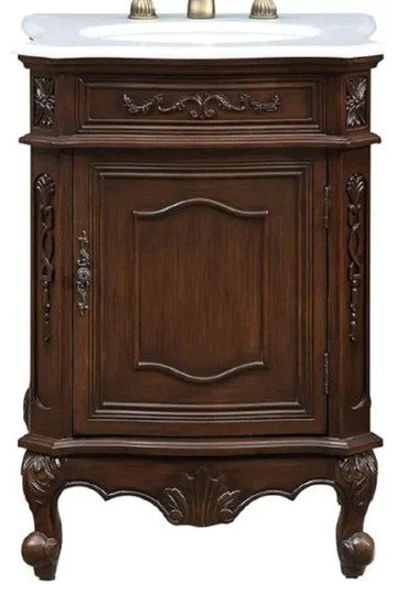 24 Inch Brown Classic Style Powder Room Debellis Small Bathroom Vanity ...