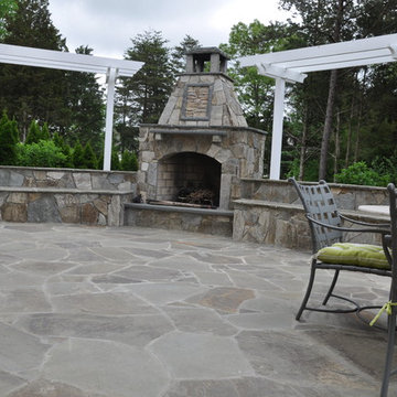 Falcon Mist Fireplace and Seating Walls with Pennsylvania Variegated Patio