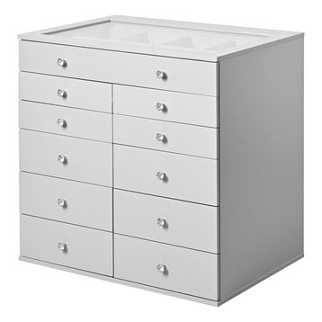 Slaystation Display Chest With Drawers, Silver