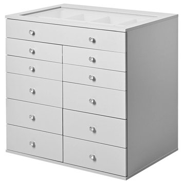 Slaystation Display Chest With Drawers, Silver