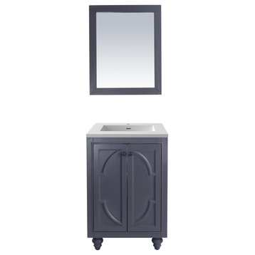 Laviva 313613-24G-MW 24" Maple Grey Vanity + Matte White Stone Solid Surface To