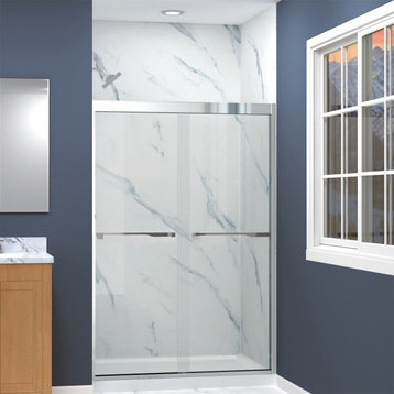 Frederick 47 in. W x 70 in. H Shower Door in Polished Chrome with Clear Glass