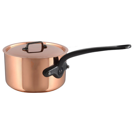 Mauviel M'150CI 1.5mm Copper Saucepan With Lid & Cast Iron Handle, 1.8-qt