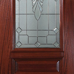 Prehung Single Door 96 Mahogany Versailles 3 Panel Arch Lite Glass - Front Doors