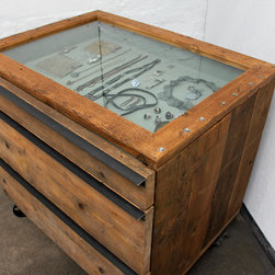 Mhairie Reclaimed Scaffolding Chest of Drawers with Glass Top & Drawers - Decorative Chests & Cabinets