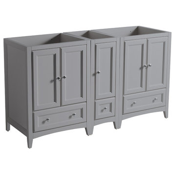 Oxford Traditional Double Sink Bathroom Cabinet, Gray, 60"