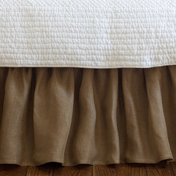 Taylor Linens - Linen Voile Tobacco Ruffled Twin Bed Skirt - Bedskirts