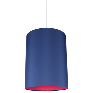 Mona Duo Color Shade Pendant, 11.5"x15", Navy Blue With Fuchsia Lining