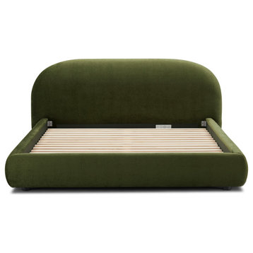 Poly and Bark Genoa Bed, Distressed Green Velvet, King