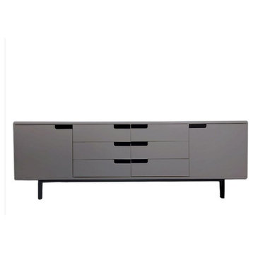 POW Furniture Steel Frame Multipurpose Sideboard Cabinet With 6 Drawers, Gray