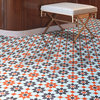 8"x8" Ahfir Handmade Cement Tile, Red/Bleu/Black, Set of 12