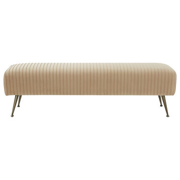 Couture Salome Bench, Light Brown/Antique Brass