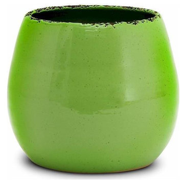 Planter Vase SCAVO GIARDINI-GARDEN Tuscan Italian Round Small Dark
