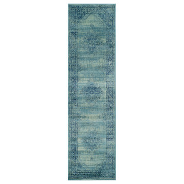 Safavieh Vintage Collection VTG112 Rug, Turquoise/Multi, 2'2"x14'