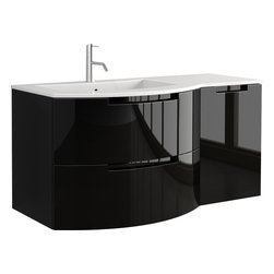 Italian 43 inch Modern Floating Bathroom Vanity Black Glossy Finish - Bathroom Vanities And Sink Consoles