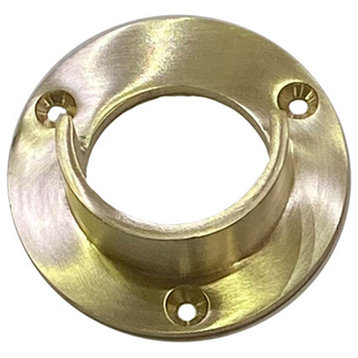 Brass Open End Flange With Set Screw, Satin Brass Un-Lacquered