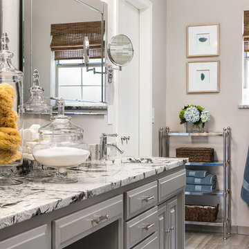 Gray and White Transitional Master Bath
