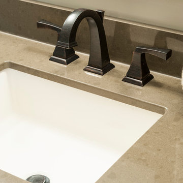 Bathroom Vanity with Quartz Countertop, Undermount Sink, and Bronze Faucet