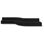 Meridian Furniture - Arc Boucle Fabric Upholstered 8-Pc. S-Shaped Modular Sectional, Black - Give your living room or den the perfect blend of style and versatility with this Arc boucle fabric curved modular Sectional. Part of the Arc modular furniture collection, this Sectional comes upholstered in rich black boucle fabric and features deep channel tufting that adds a touch of luxury while enhancing comfort and support. A seamless combination of form and function, this chair can be used with other Arc pieces to create a myriad of configurations in your well-curated room.