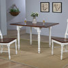 3-Piece 48" Rectangular Dining Set, Antique White/Chestnut Brown Wood