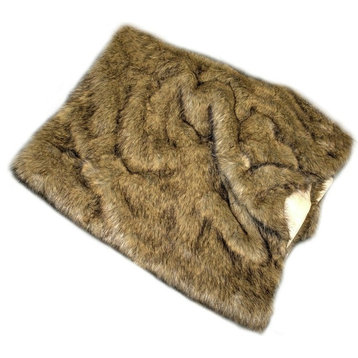 Plush Wolf Throw Blanket Premium Faux Fur With Minky Cuddle Lining, 5'x7'