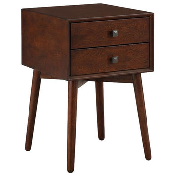 Furniture of America Alto Mid-Century Wood 2-Drawer Side Table in Espresso