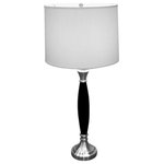 Ore International - 30"H Wooden Table Lamp, Chrome - Modern Retro-Inspired Table Lamp