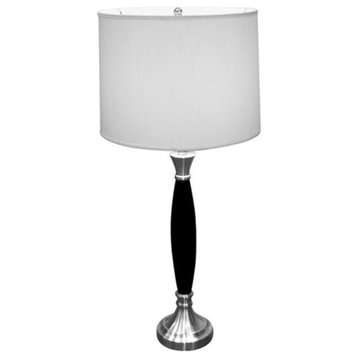 30"H Wooden Table Lamp, Chrome