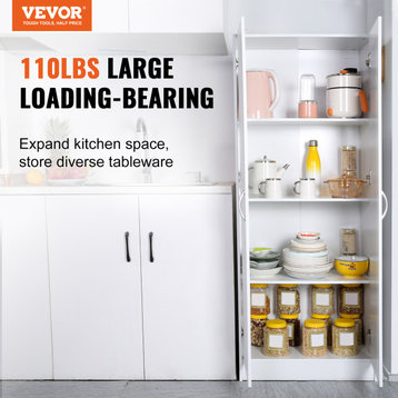 VEVOR Kitchen Pantry Cabinet 60" Tall Food Pantry Storage Cabinet 110LB Loading