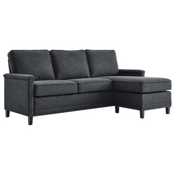 Ashton Upholstered Fabric Sectional Sofa, Charcoal