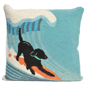 Frontporch Surfing Dog "Machine Washable" Indoor/Outdoor Pillow