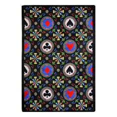 Games People Play, Gaming And Sports Area Rug, Stacked Deck, 3'10"X5'4", Black