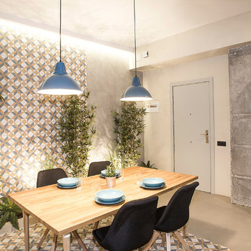 Comedor industrial con jardín