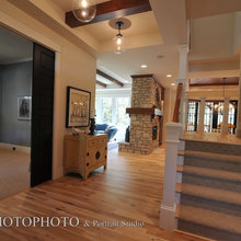 Foyer, ceiling style with beams, lighting