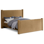 Meridian Furniture - Elias Upholstered Bed, Saddle, Full, Velvet - Revamp your bedroom decor by adding the gorgeous and stylish Elias Velvet Full Bed. Featuring a sleek and minimalistic design, this bed is constructed with a solid wood inner frame for long-lasting durability. The soft saddle velvet upholstery adds a touch of elegance to your bedroom, making it a perfect addition to any modern or contemporary living space.