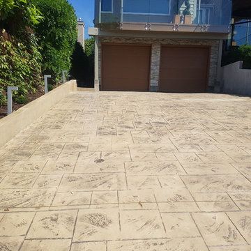 West Vancouver Stamp driveway with built in retainer