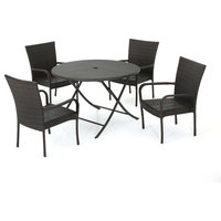 5-Piece Rafael Outdoor Multi-Brown Wicker Dining Set