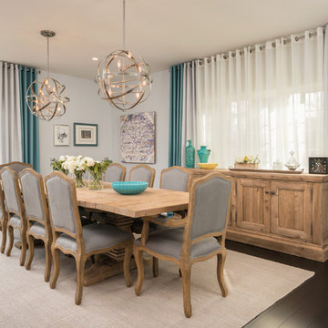 Gray and Teal Dining Room