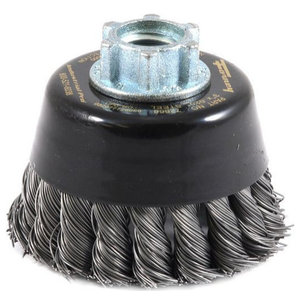 6-Inch-by Forney 72756 Wire Cup Brush Knotted with 5/8-Inch-11 Threaded Arbor 