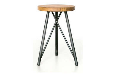Steel Stool with Wood